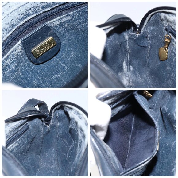 GUCCI Micro GG Supreme Shoulder Bag PVC Navy Gold - Picture 13 of 15